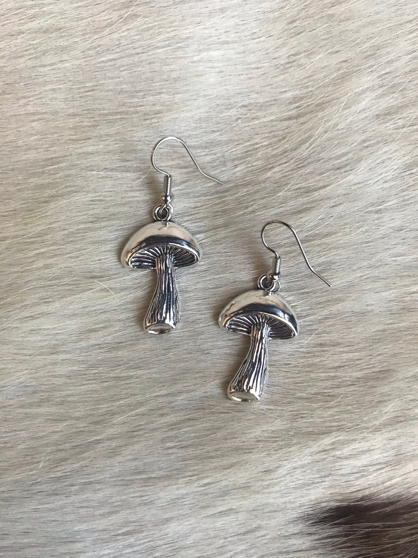 Silver Mushroom Earrings