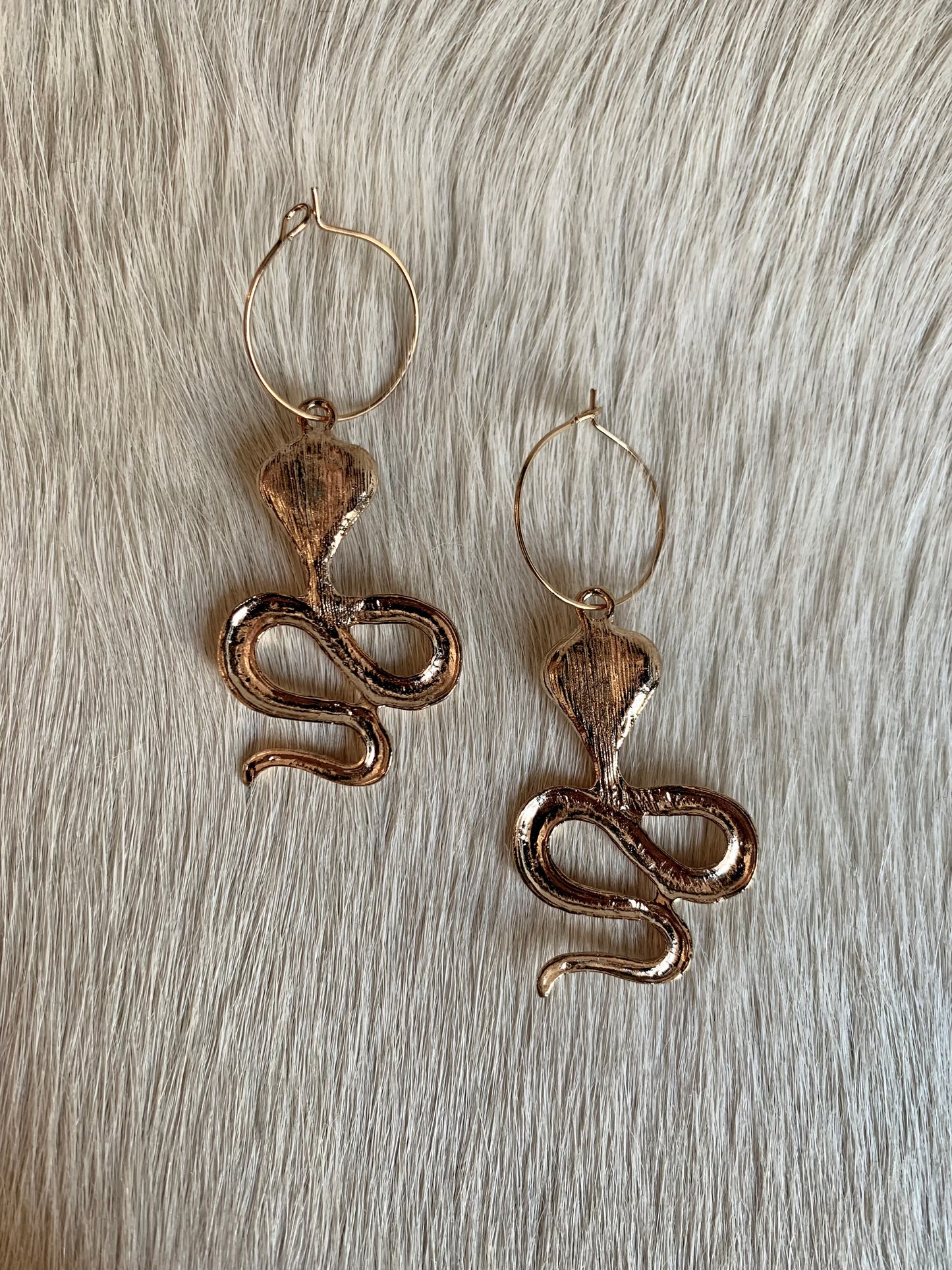 Gold Tone Cobra Dangle Earrings