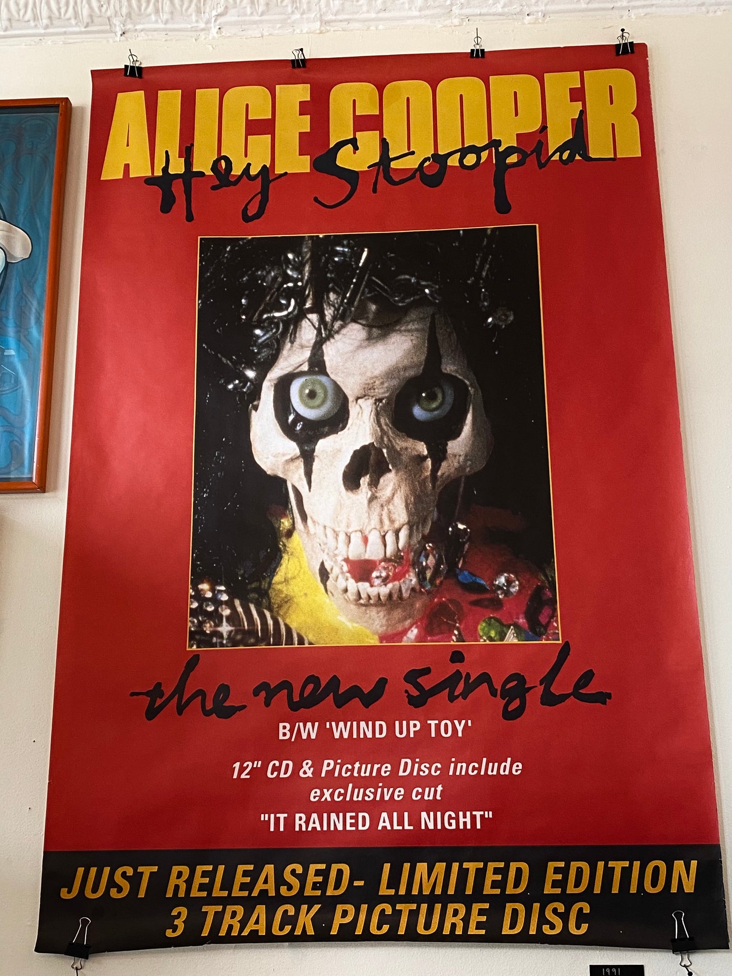 Large Vintage 1991 Alice Cooper Hey Stoopid Album Poster