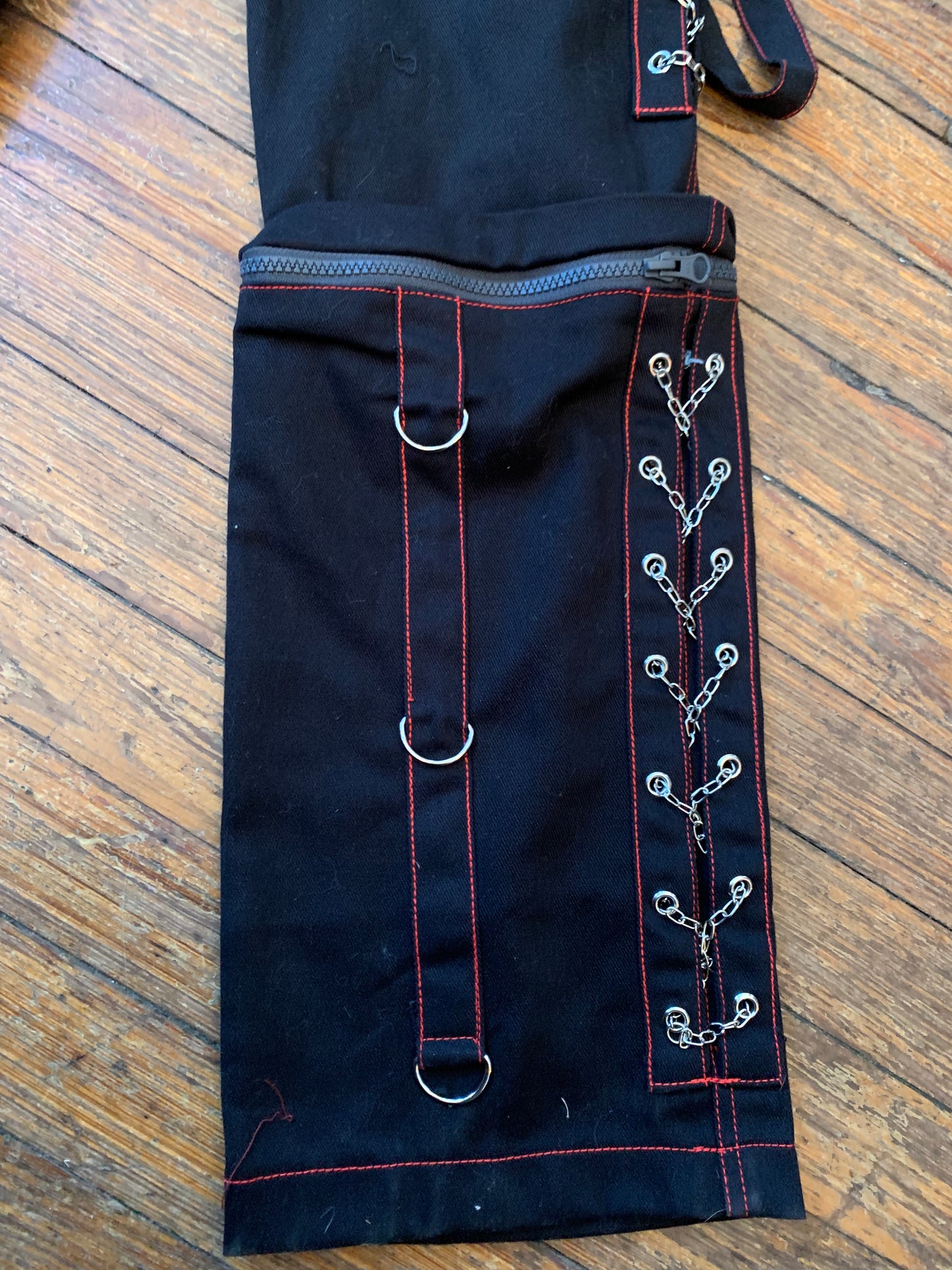NWOT Dark Rock Black & Red Gothic Bondage Chain Pants