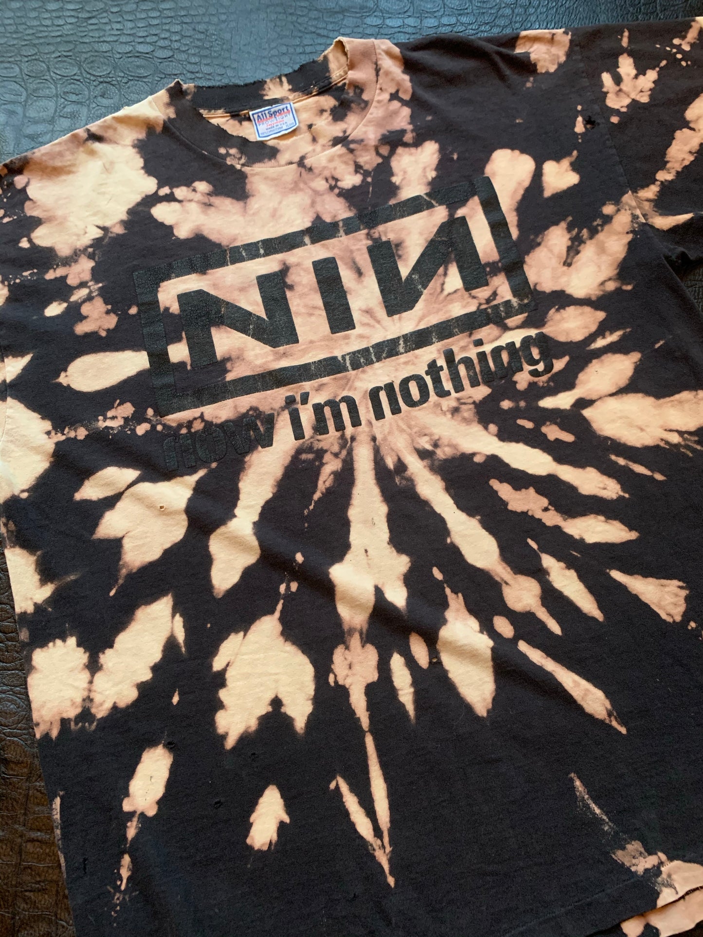 Vintage 90’s Nine Inch Nails Bleach Dyed Now I’m Nothing Tee