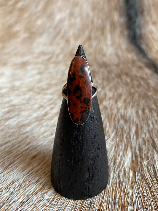 Vintage Oblong Sterling Silver Red Jasper Ring