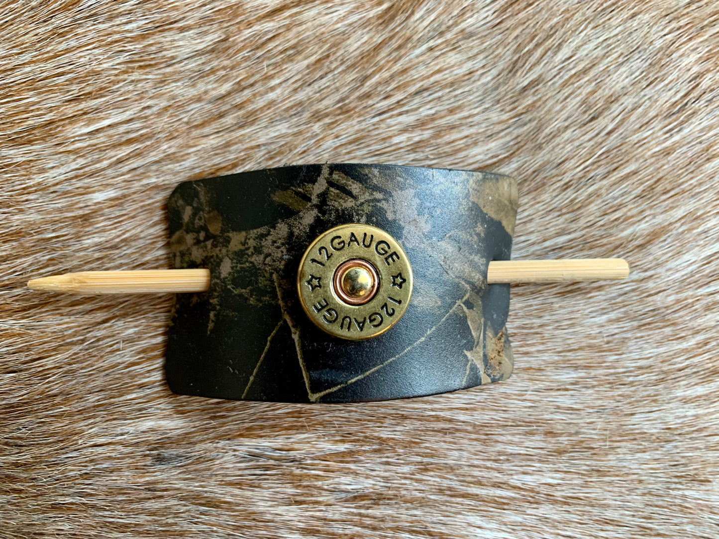 Marbled Leather Hair Slide