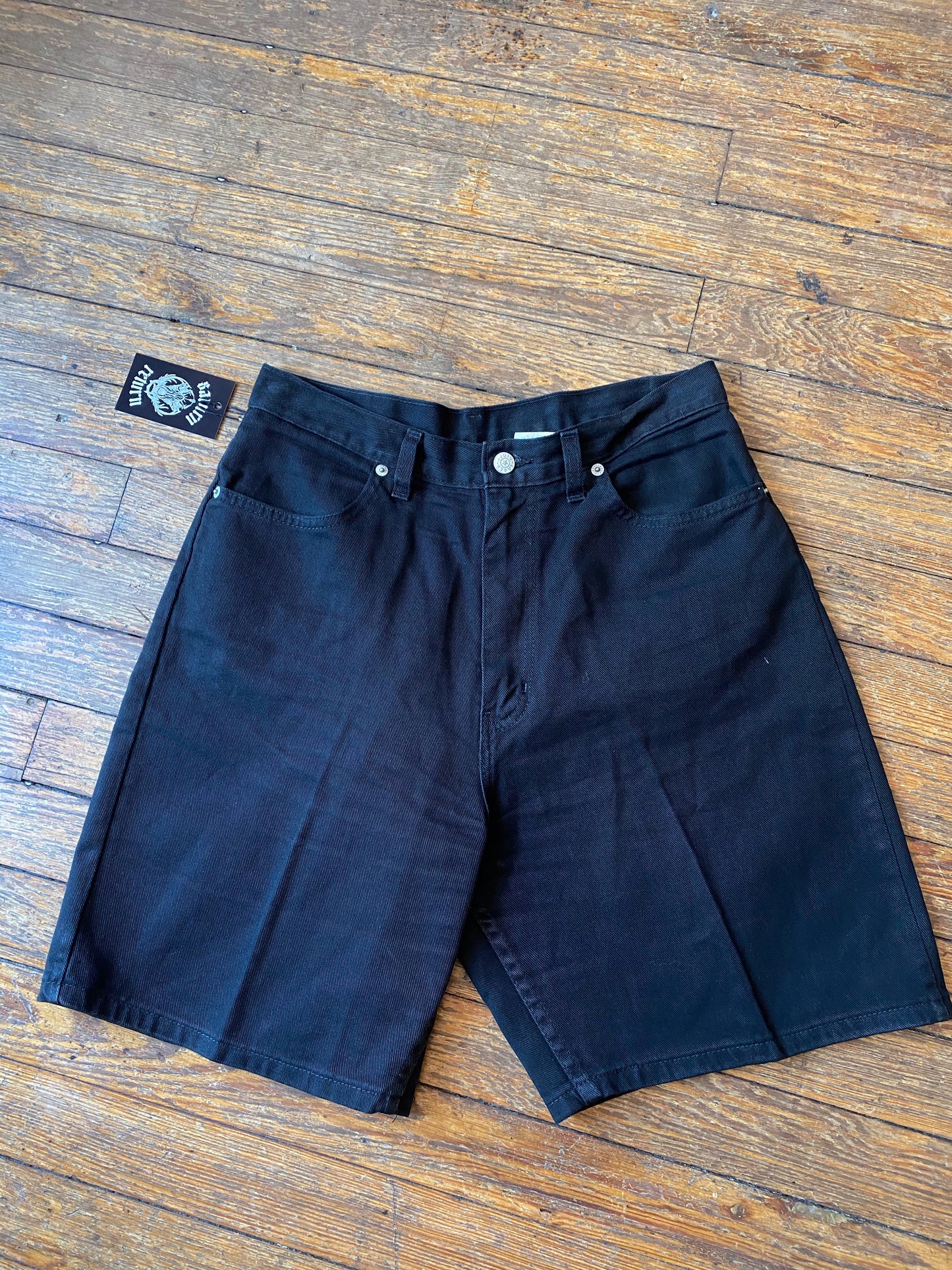 Vintage Black Longline Denim Shorts