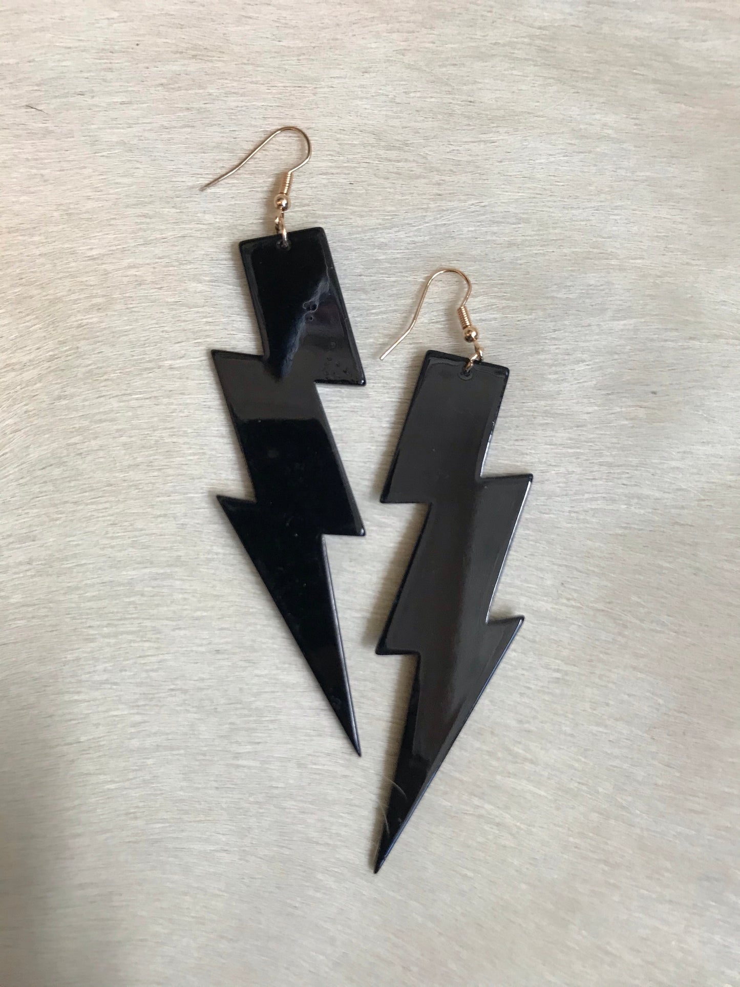 Black Lightning Bolt Earrings