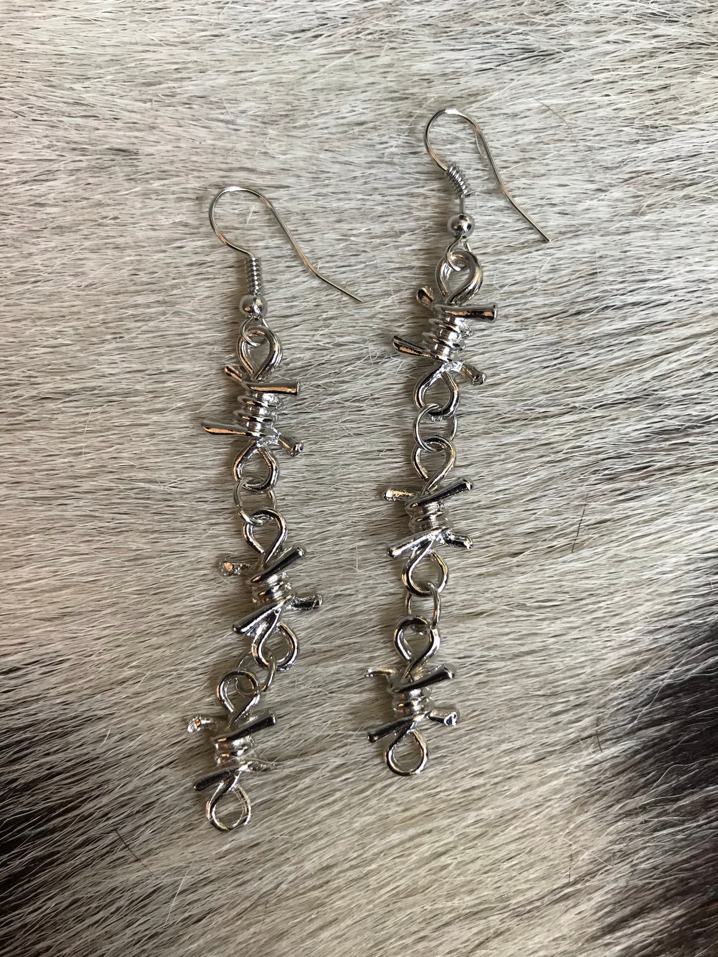 Long Barbed Wire Dangle Earrings