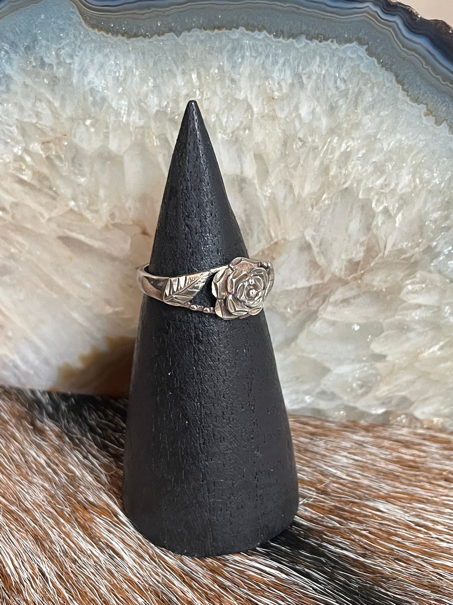 Vintage Sterling Silver Rose Ring