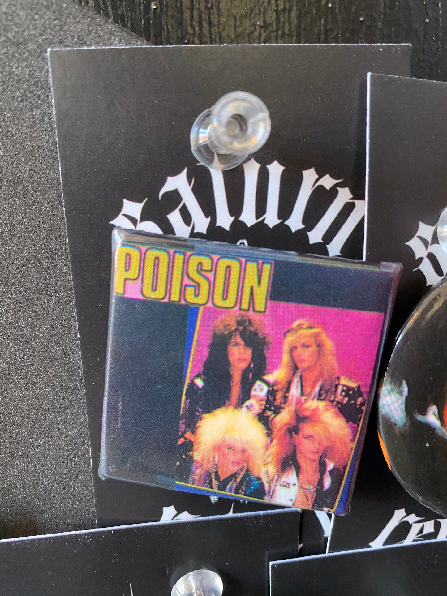 Vintage Poison Band Photo Square Pin