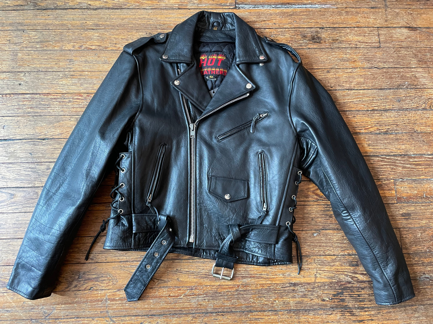 Hot Leathers Classic Black Leather Moto Jacket