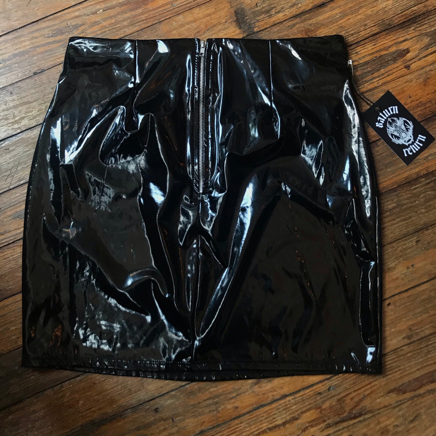 Black Vinyl Mini Skirt
