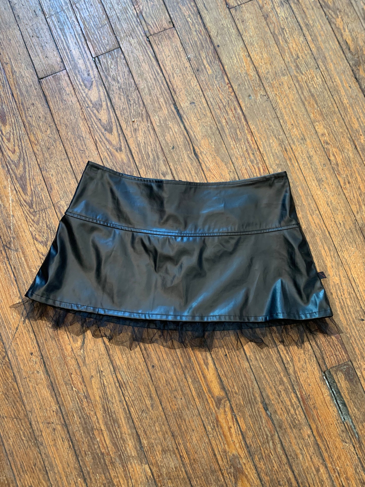 Tripp NYC Y2K Black Faux Leather Super Mini Skirt