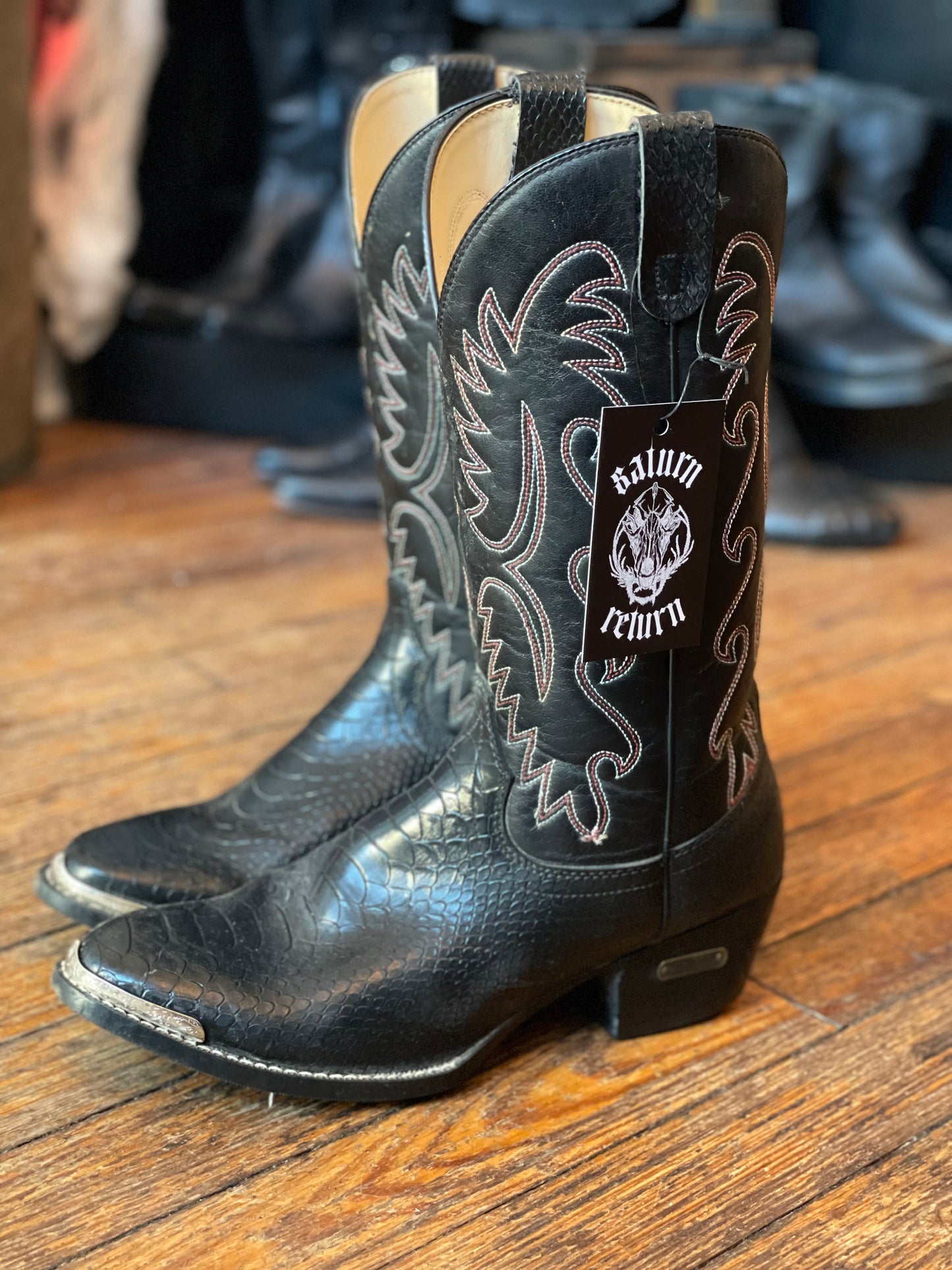 Ramrods Black Faux Snakeskin Cowboy Boots