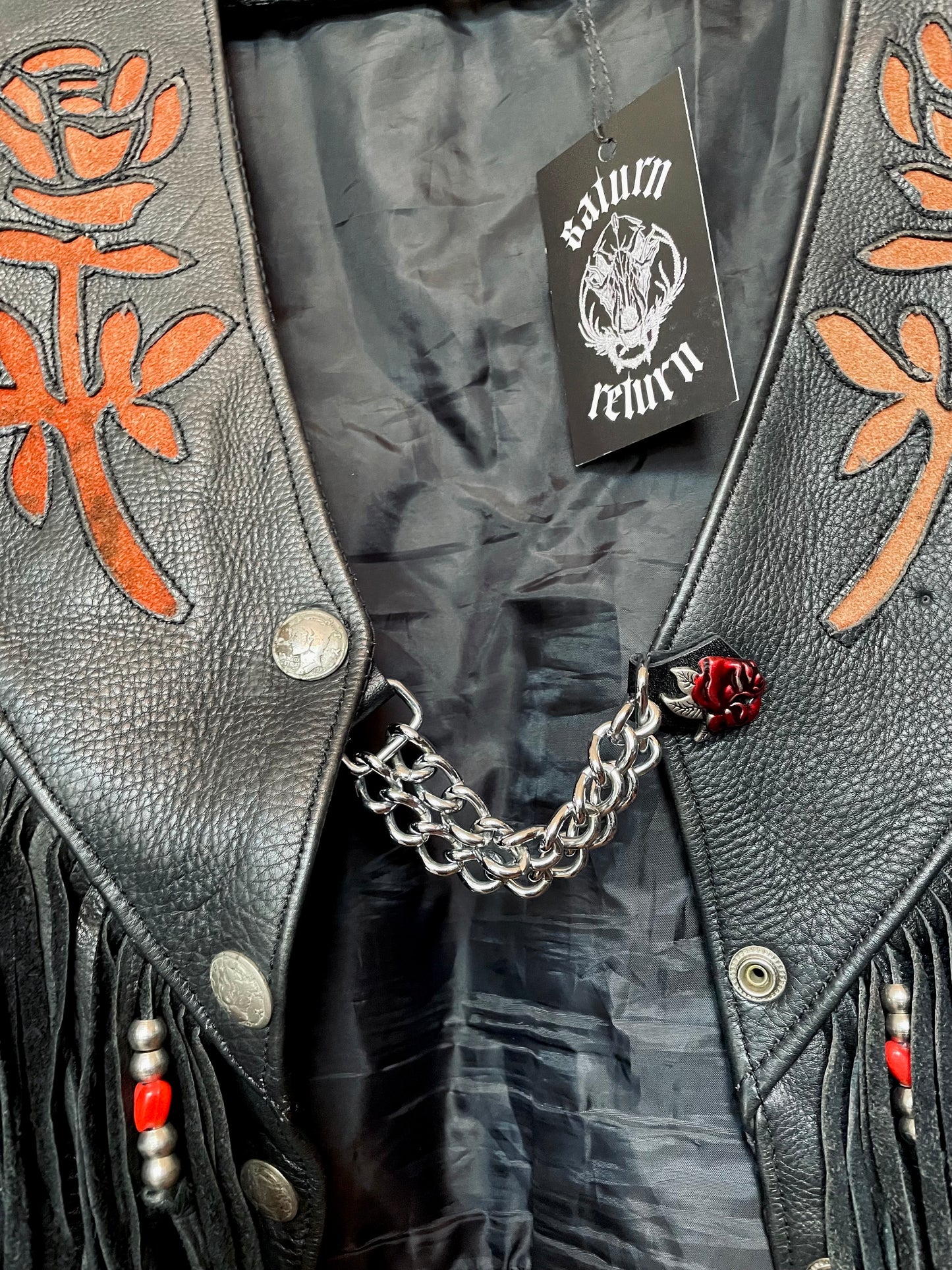 Enameled Rose Chain Vest Extenders