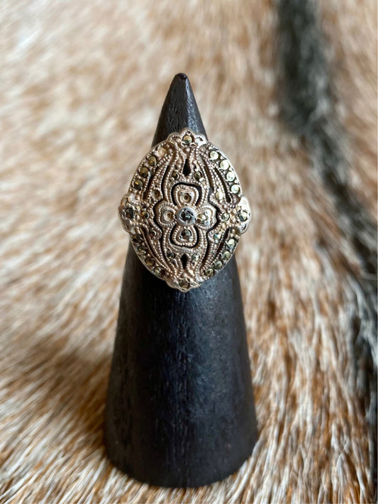 Vintage Sterling Silver Stamped Art Deco Ring