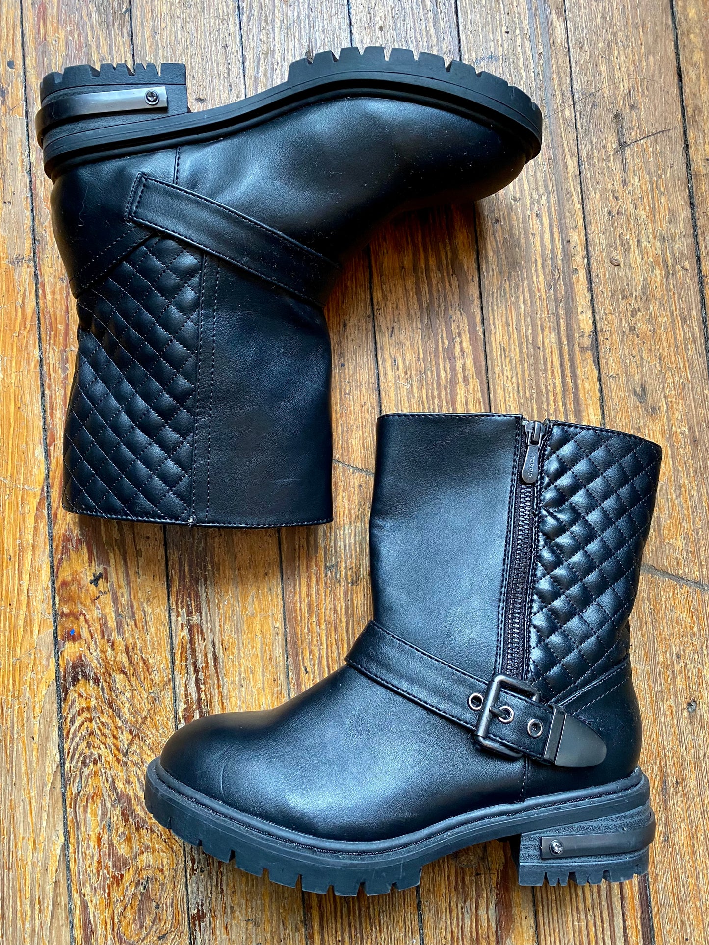 Torrid Quilted Faux Leather Short Harness Moto Boots