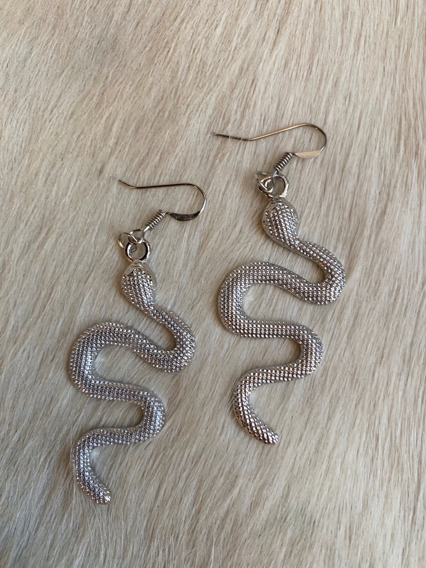 Textured Snake Dangle Earrings