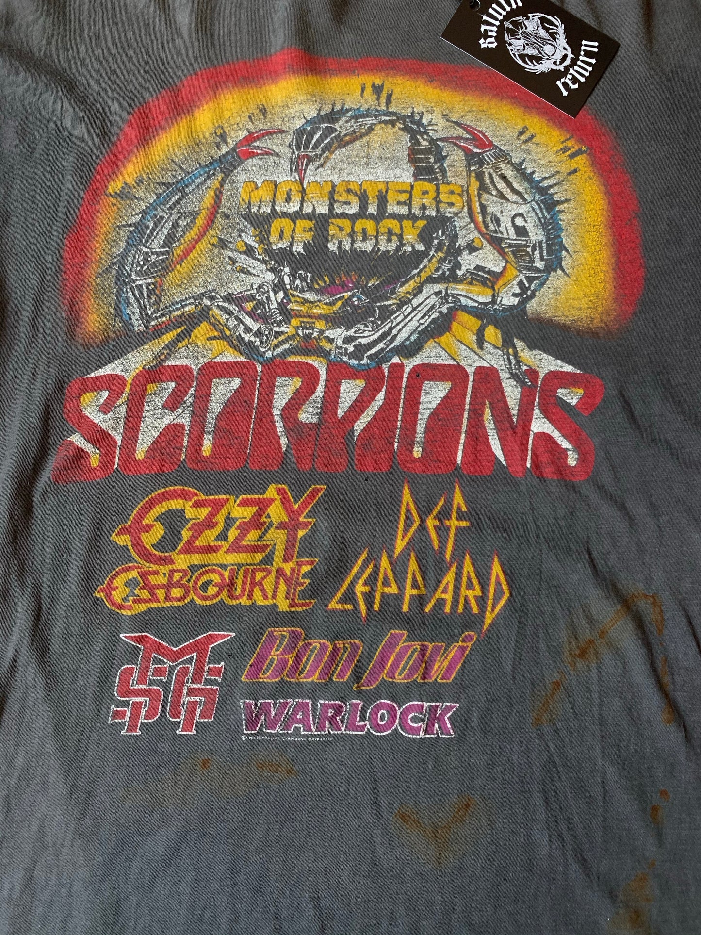 Vintage 1986 Monsters of Rock Tee Scorpions Ozzy Osbourne Warlock Def Leppard Bon Jovi Michael Schenker
