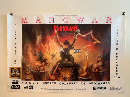 1992 Manowar The Triumph Of Steel Tour w/ Skyclad Espace Culturel De Seichamps, Nancy, France Show Poster