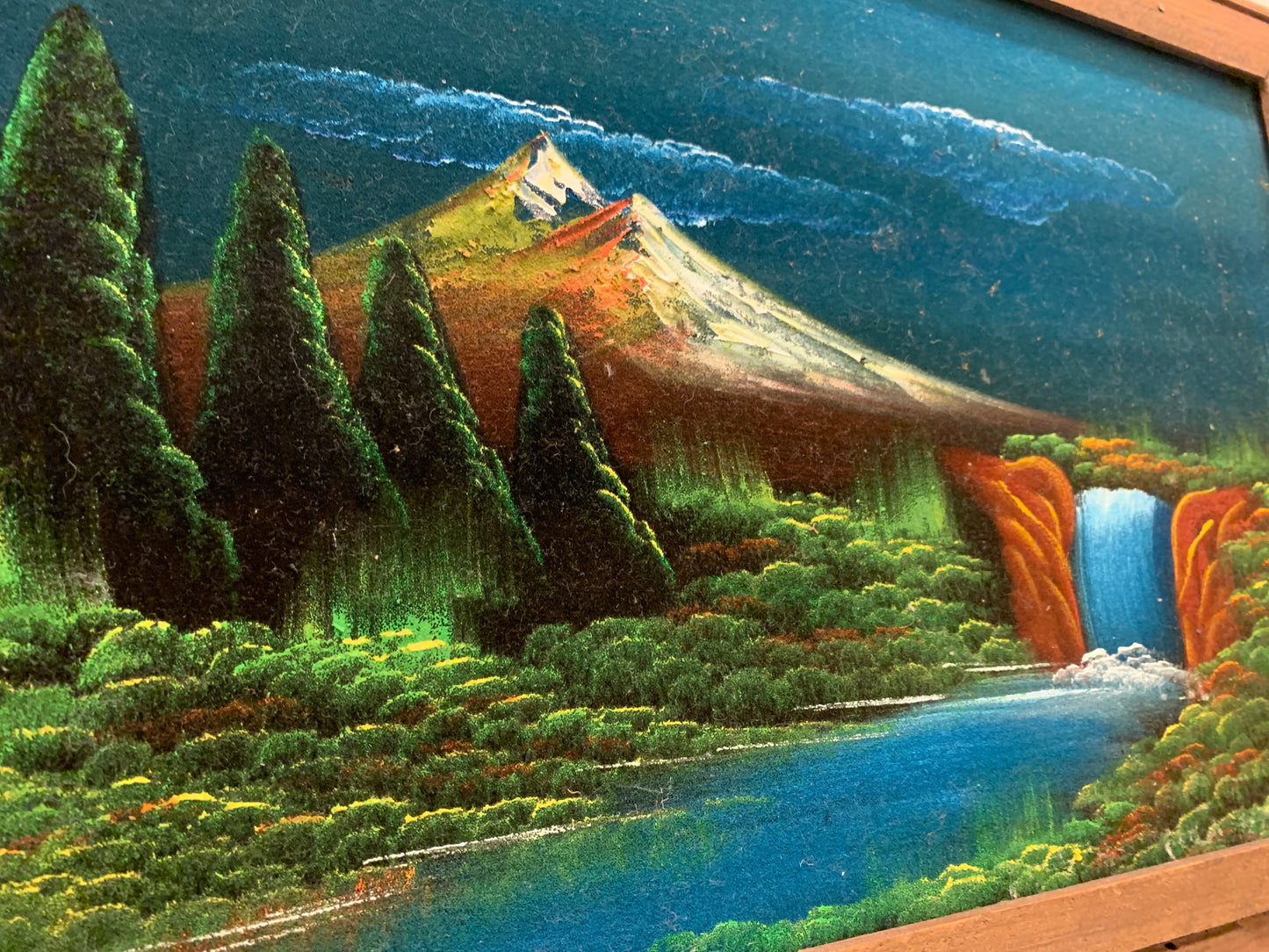 Vintage Mountainscape Velvet Painting