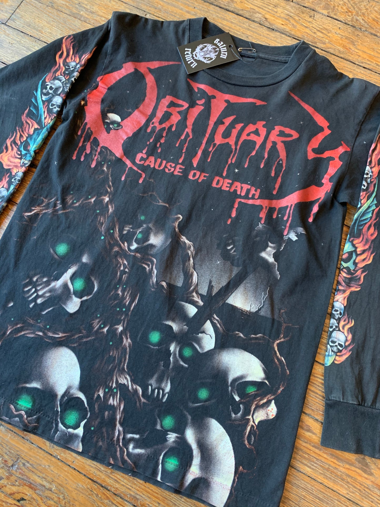 Vintage Obituary Cause Of Death All Over Print Long Sleeve T-Shirt