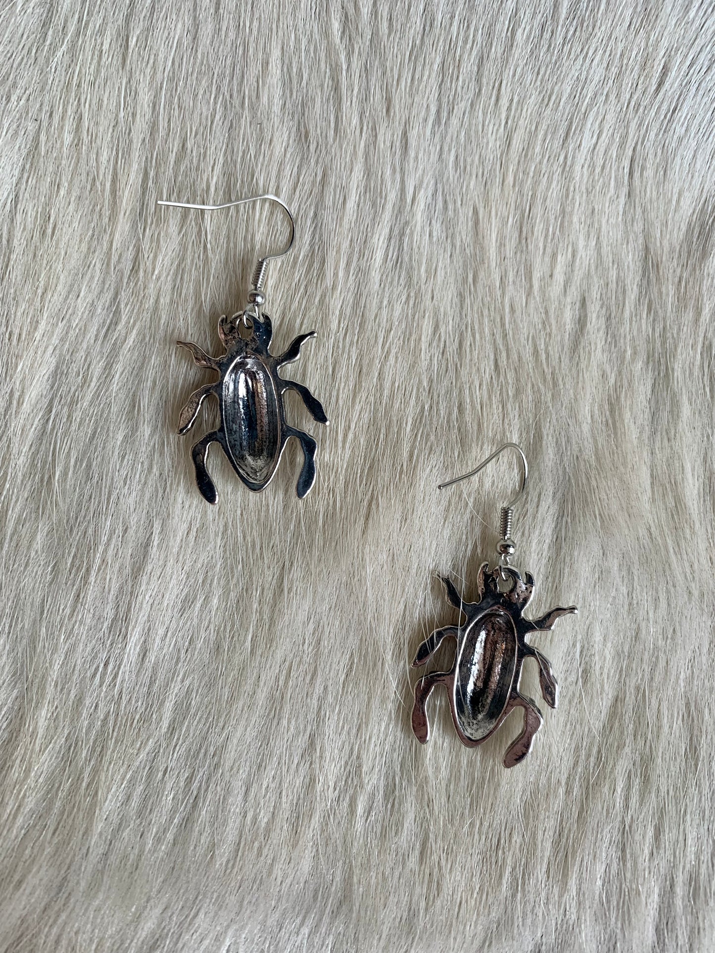 Silver Beetle Earrings