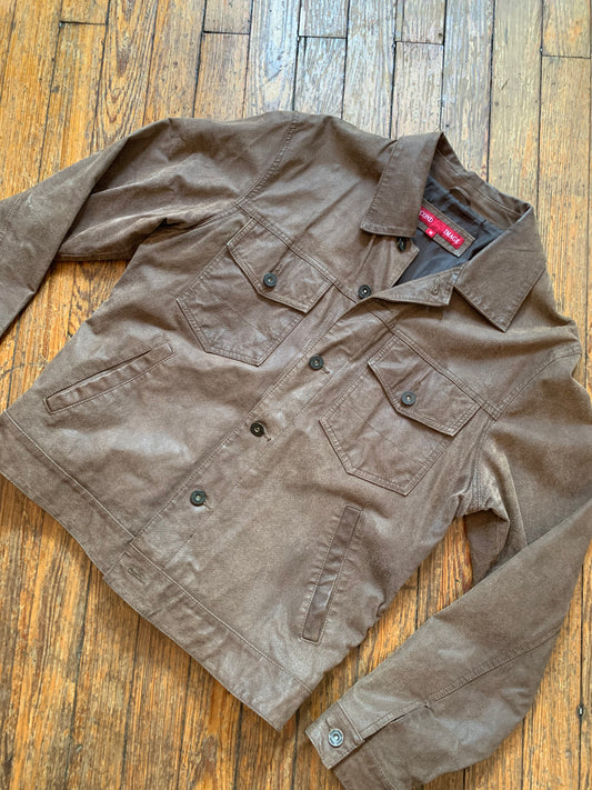 Vintage Brown Leather Button Up Jacket
