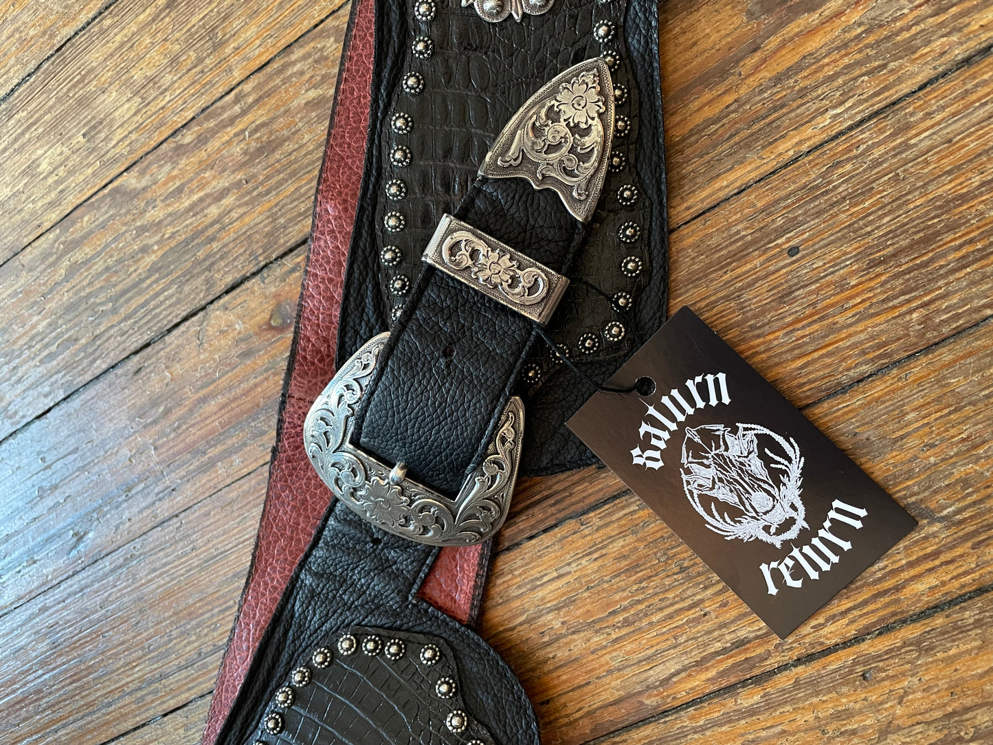 Vintage Wide Leather Studded Concho Belt