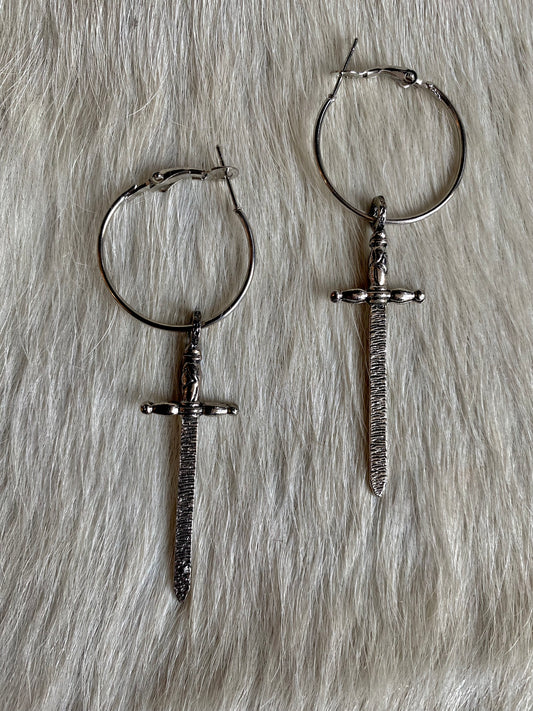 Hoop & Sword Earrings