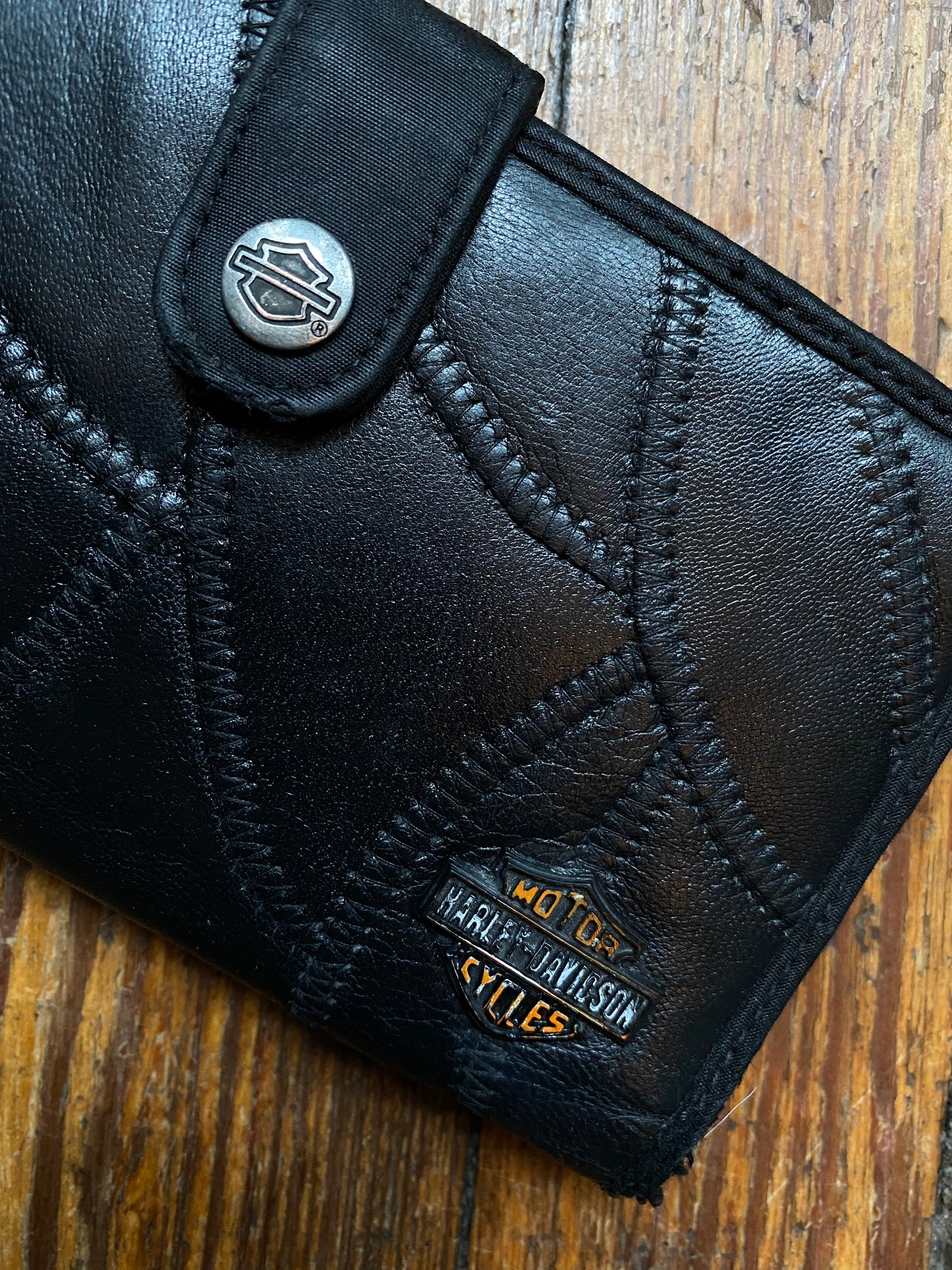 Vintage Harley Davidson Patchwork Leather Wallet