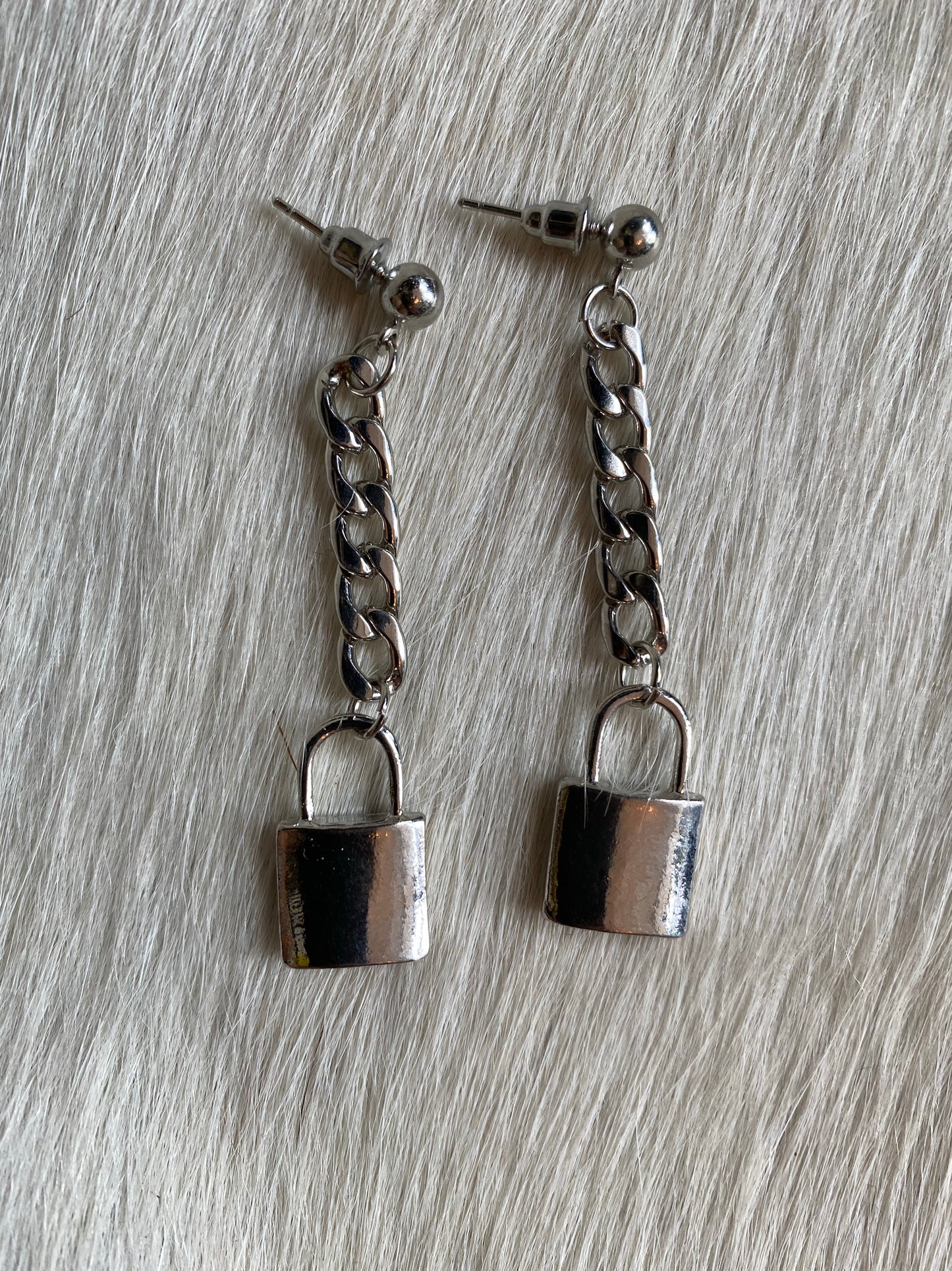 Chain Lock Dangle Earrings