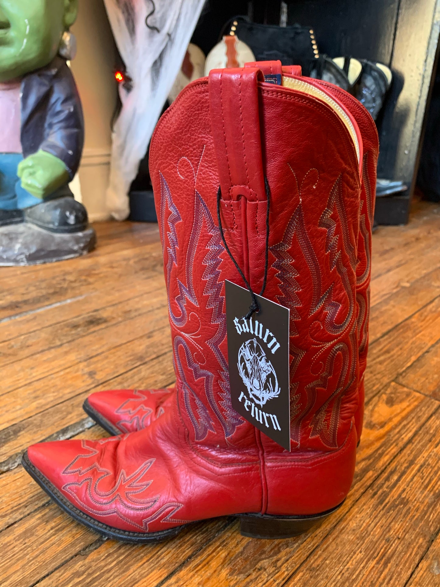 ‘Hell Bent For Leather’ Vintage Panhandle Slim Red Cowboy Boots