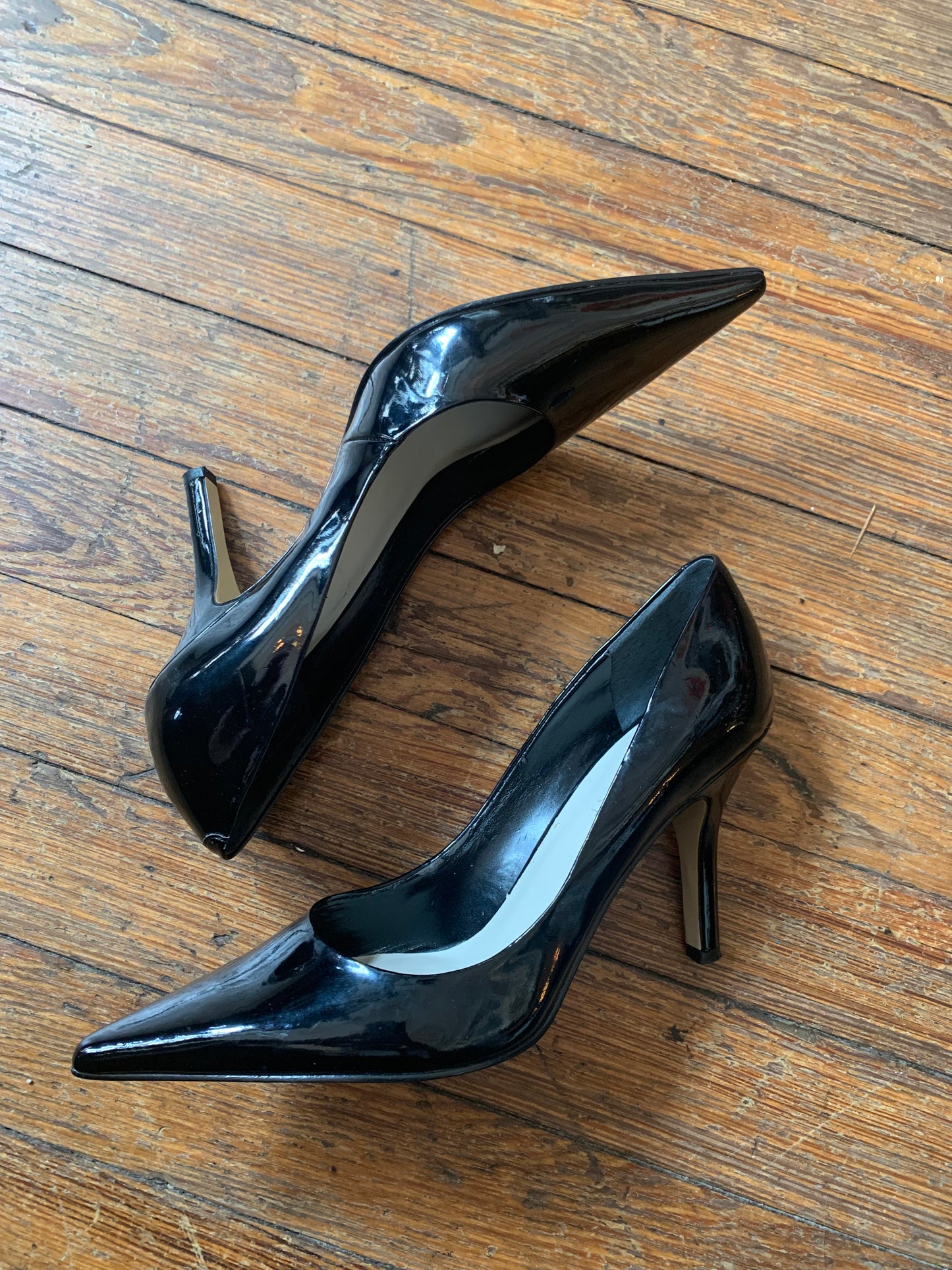Black Patent Leather Pointed Toe Heels