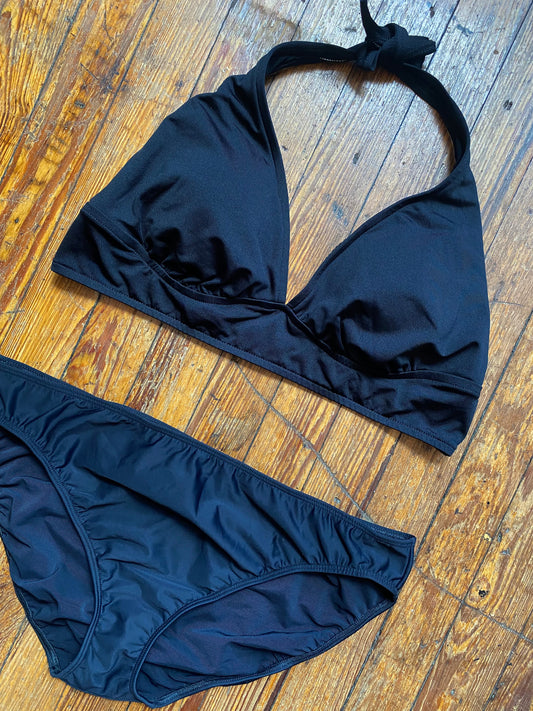 Black Halter Two Piece Swimsuit