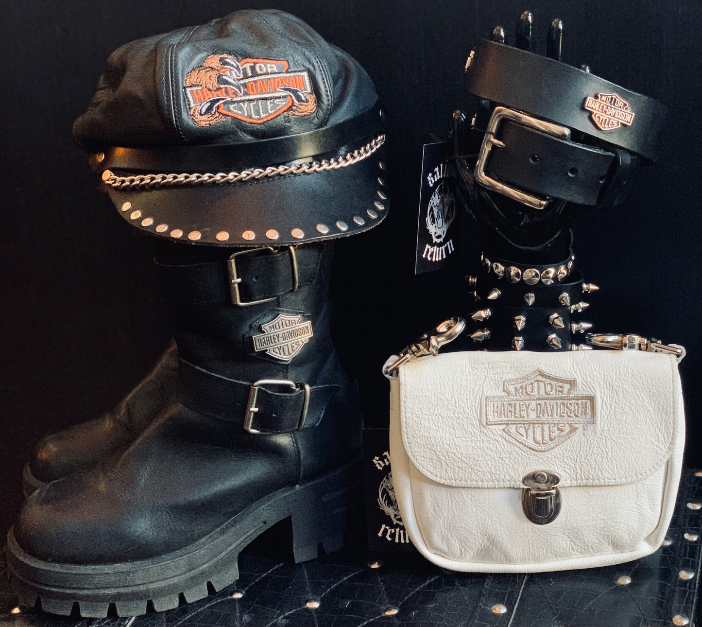 Mega Rare Harley-Davidson White Leather Belt Bag