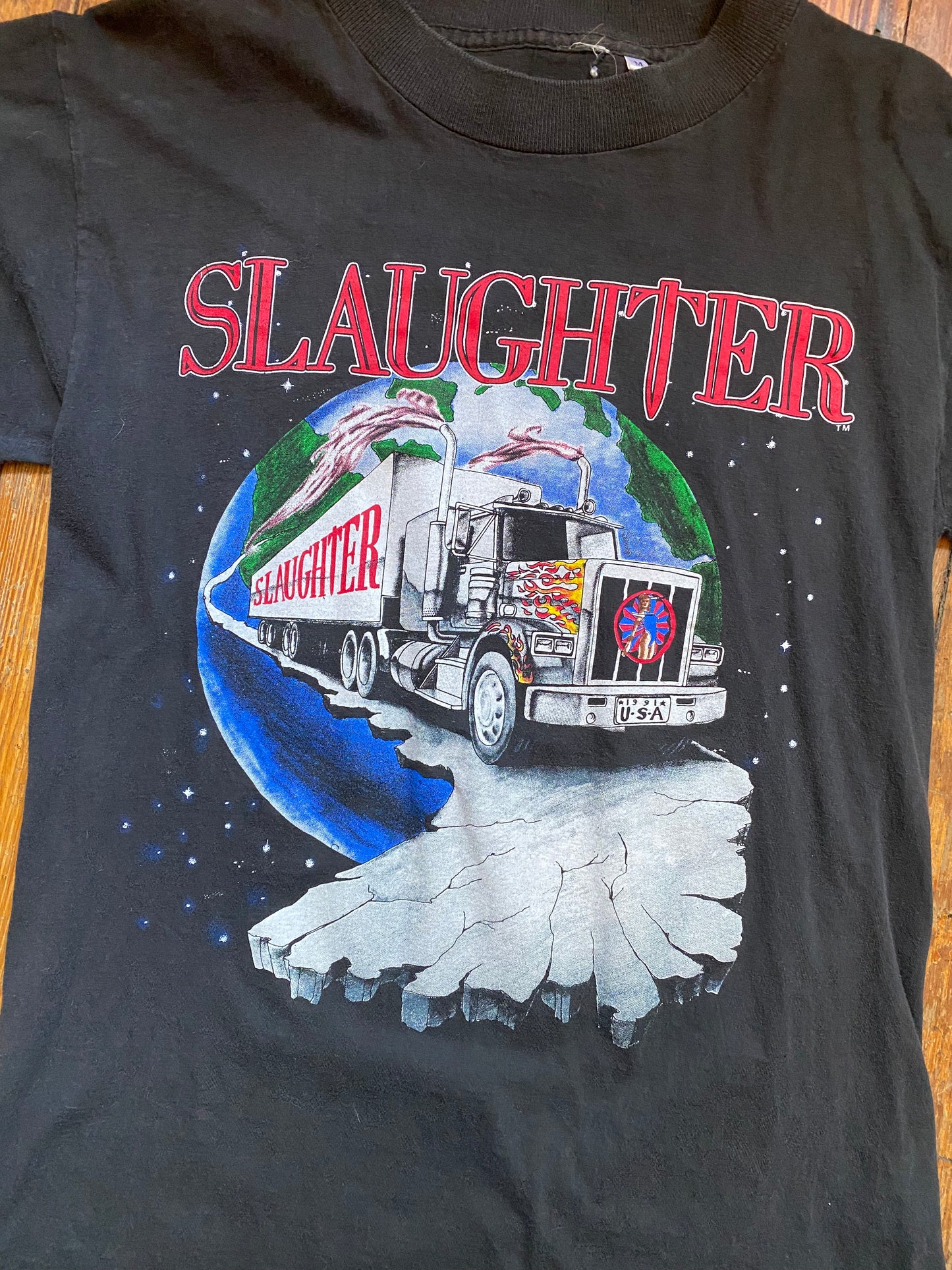 Vintage 1991 Slaughter “The Tour That Never Ends” Tour Shirt