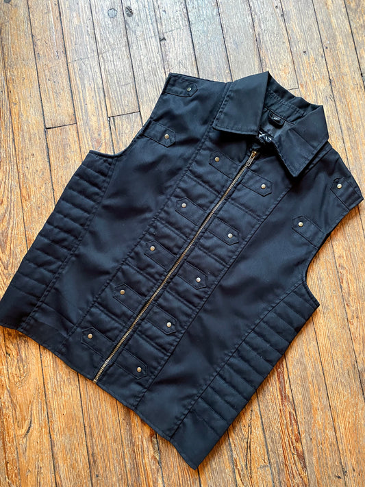 A Perfect Circle Verillas Black Cotton Blend Zip Up Utility Vest