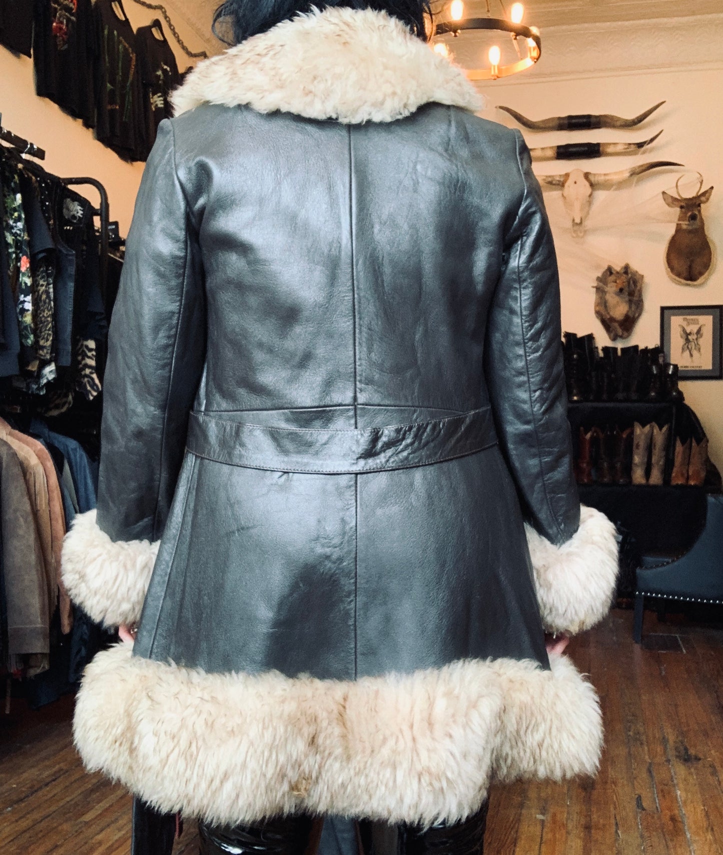 Vintage Imperial Brown Leather Shearling Coat