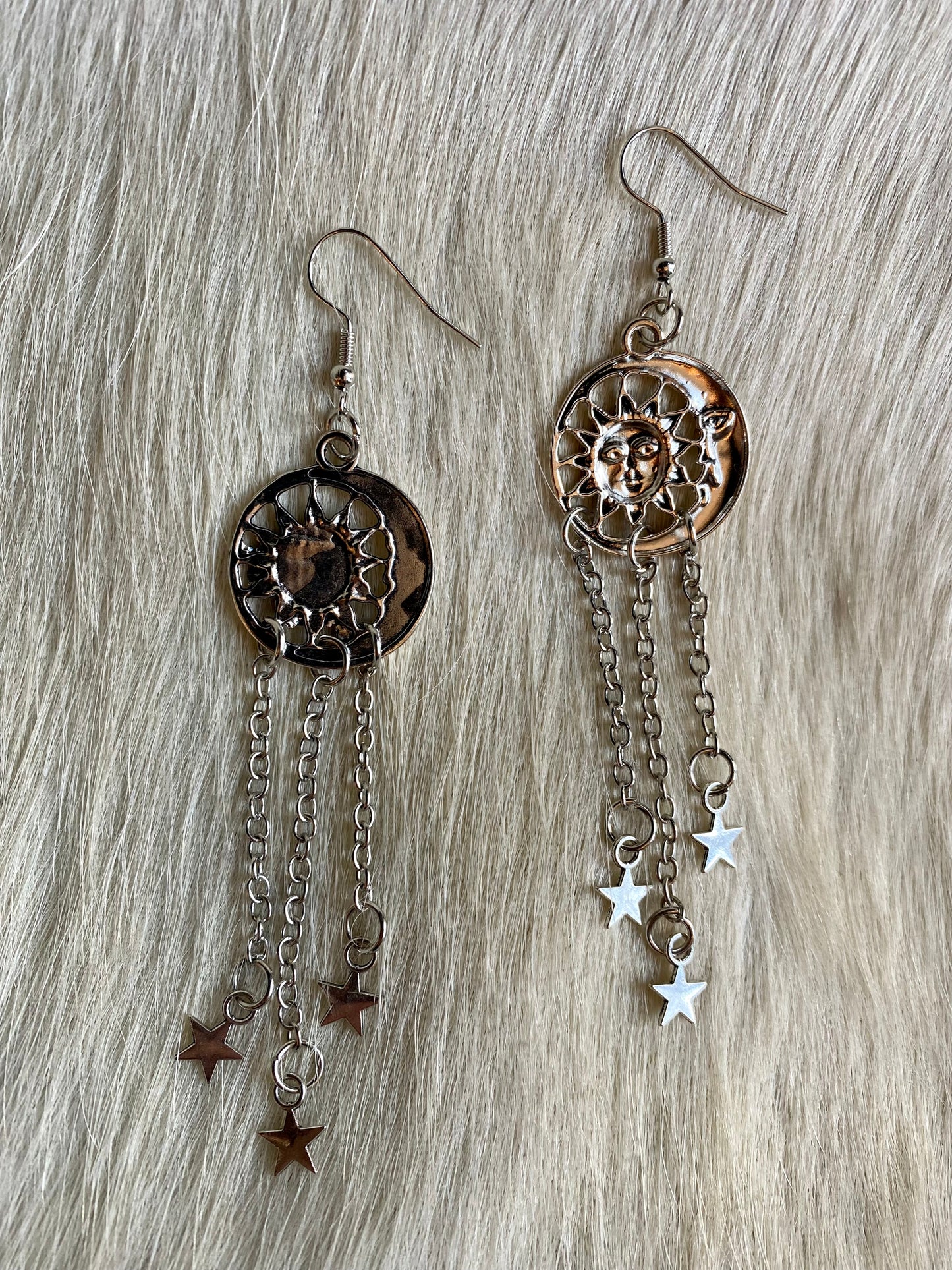 Sun & Moon w/ Star Danglies Earrings