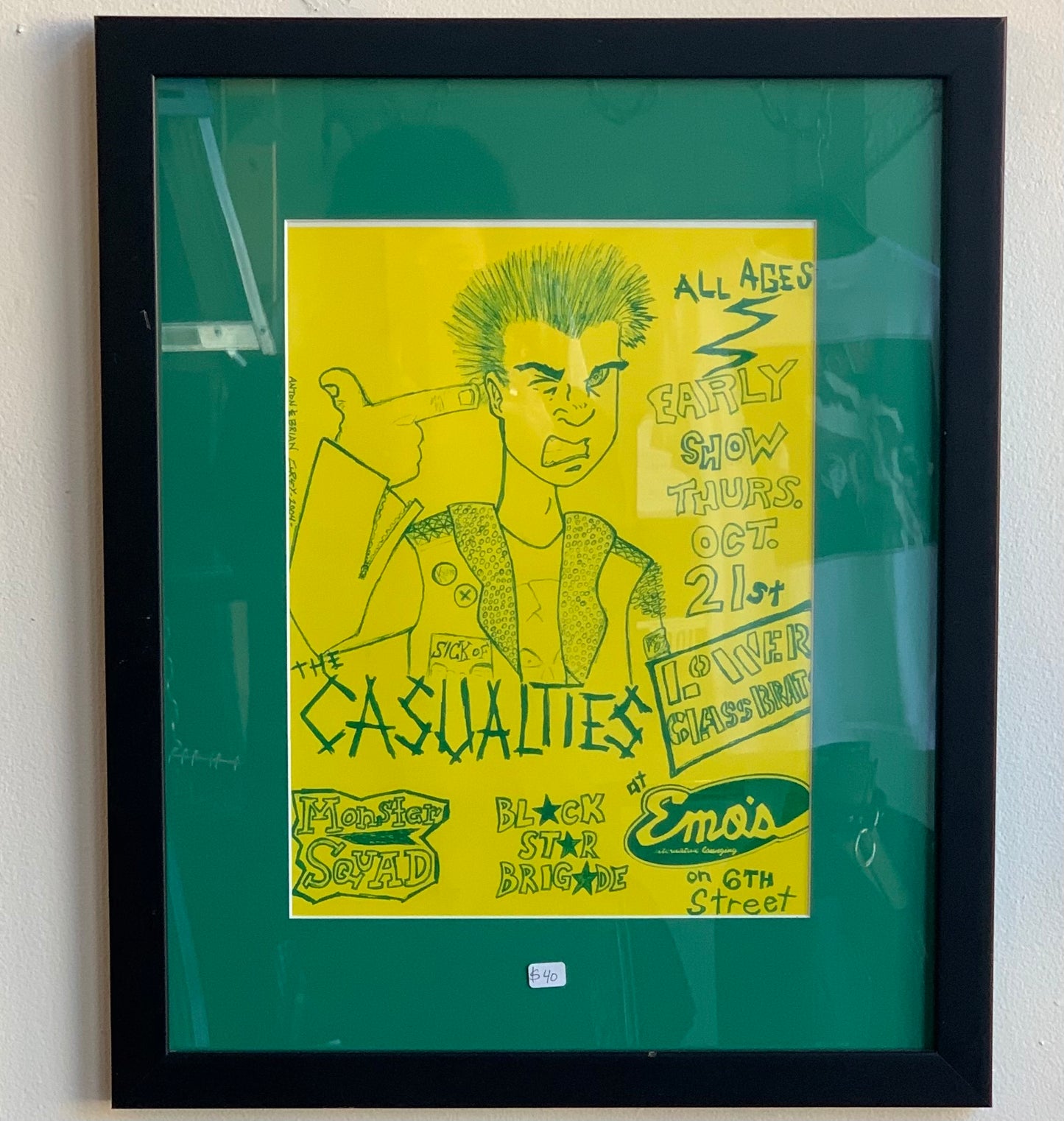 2004 The Casualties Lower Class Brats Monster Squad and Black Star Brigade Emo’s Framed Show Flyer