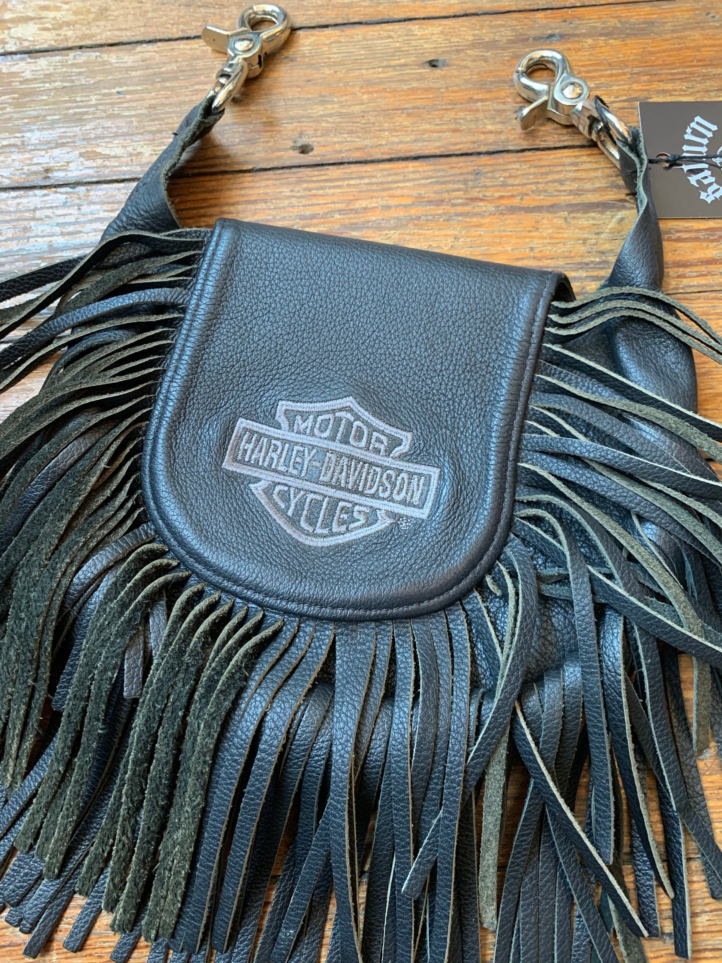 Classic Harley-Davidson Black Leather Fringe Belt/Hip Bag
