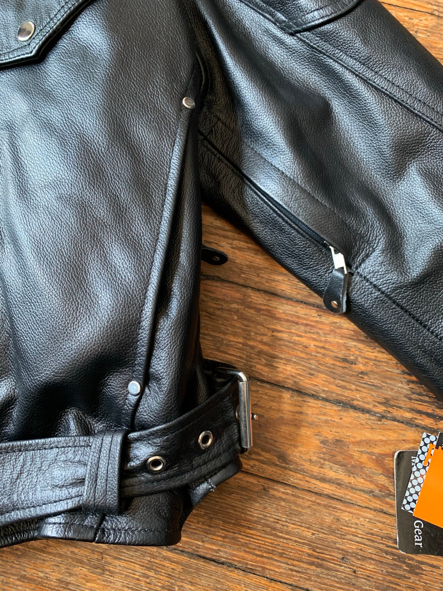 NWT Black Leather Jafrum Motorcycle Jacket w/ Zip Out Liner