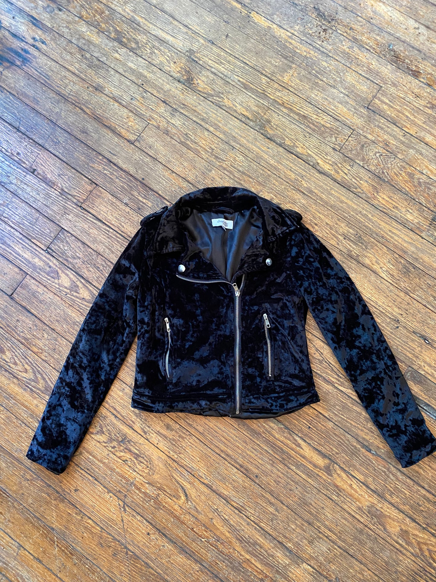 Black Velvet Moto Jacket
