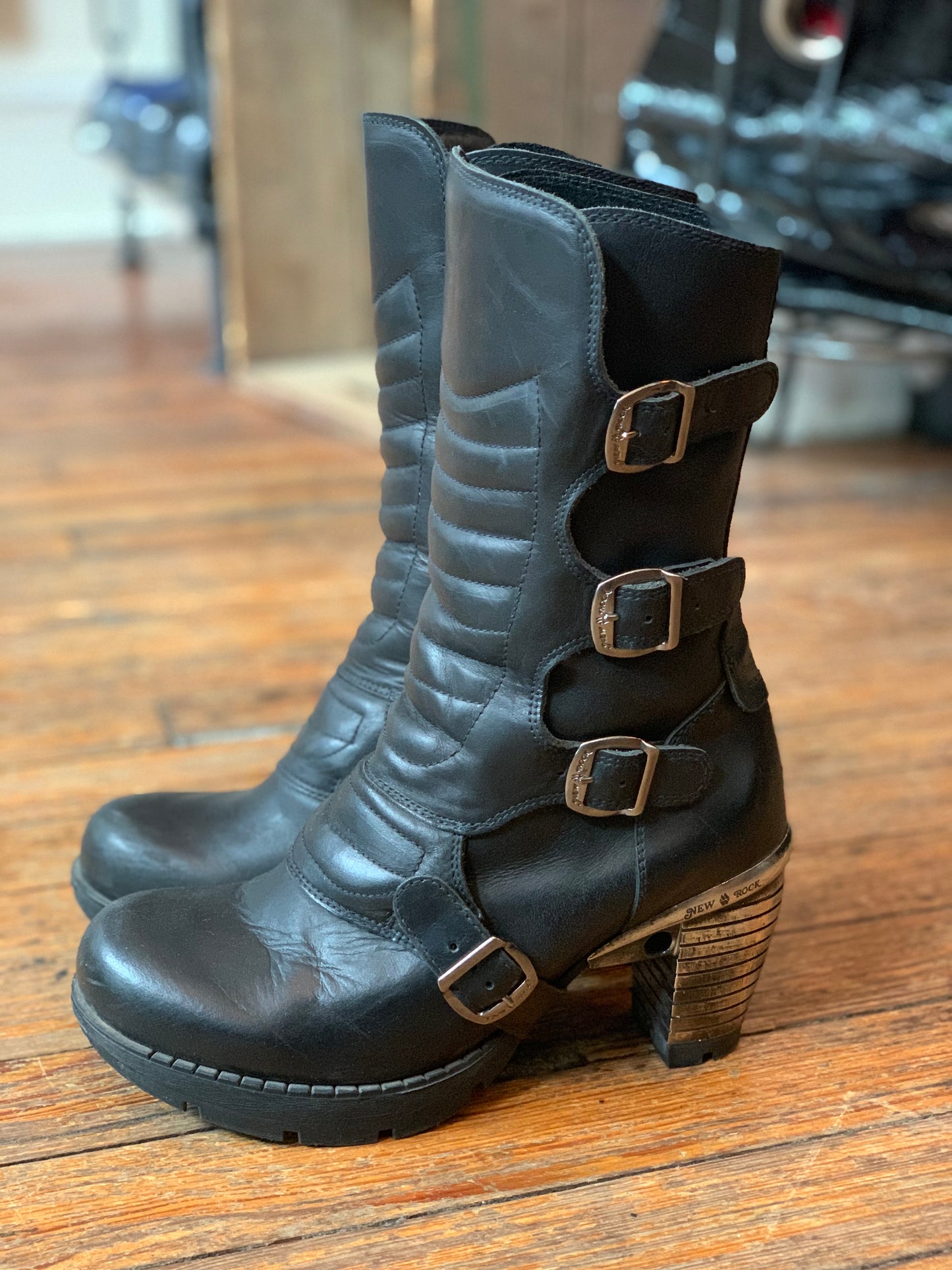 New Rock Black Leather Trail Boots