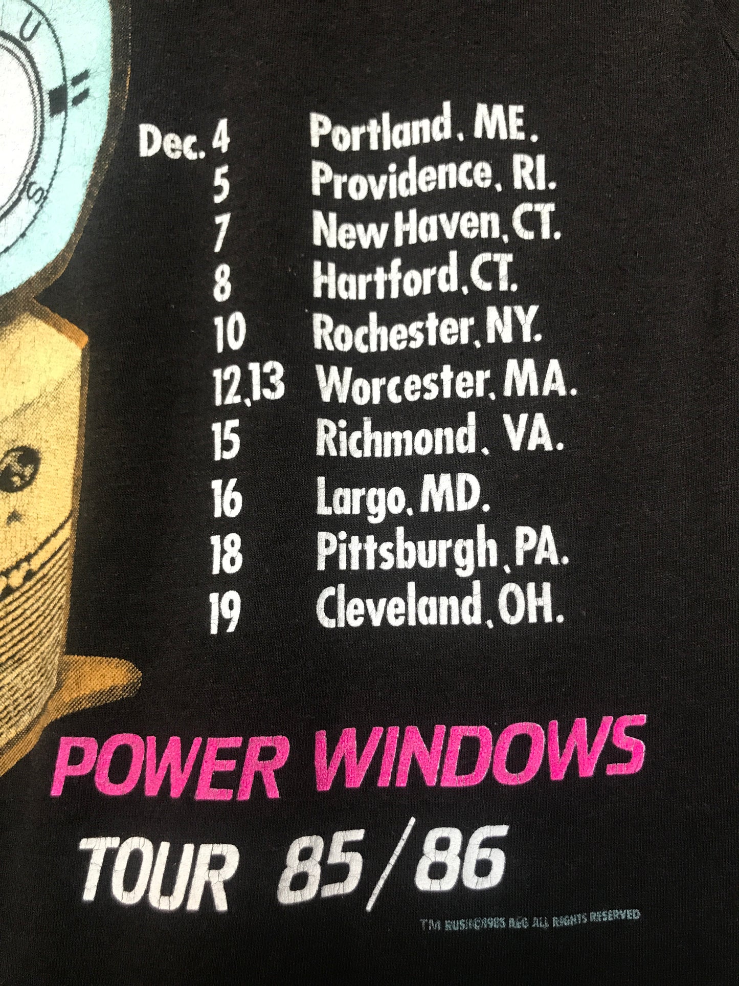 Vintage 80’s Rush Power Windows Tour Tee